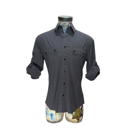 Express Men’s long and short sleeve gray button up collared shirt. Large - Picture 4 of 10
